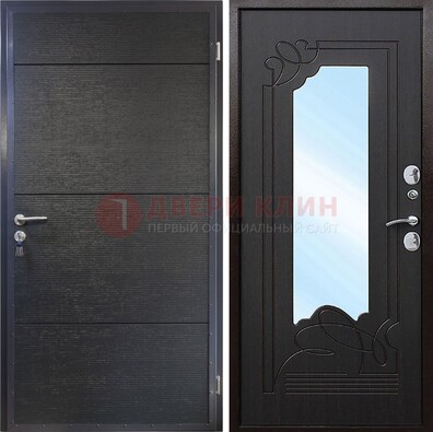 Темная Железная дверь c виноритом и МДФ с зеркалом ДЗ-119 в Луховицах