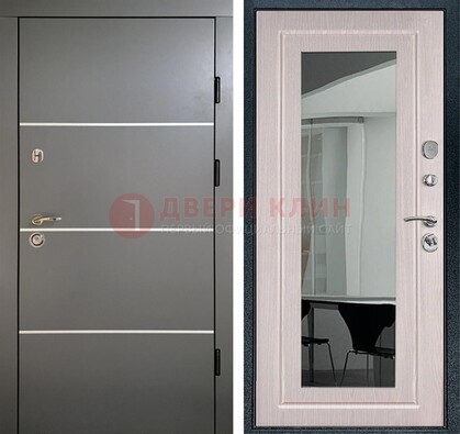 Черная металлическая дверь с зеркалом ДЗ-12 в Луховицах