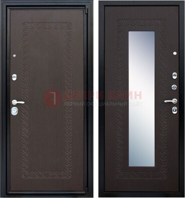 Темная стальная дверь с зеркалом ДЗ-20 в Луховицах