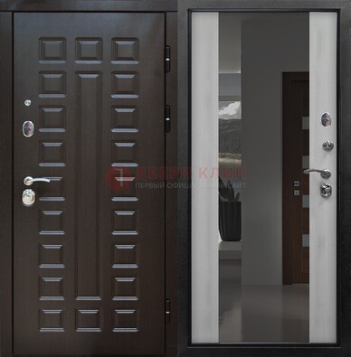 Коричневая металлическая дверь с зеркалом ДЗ-22 в Луховицах