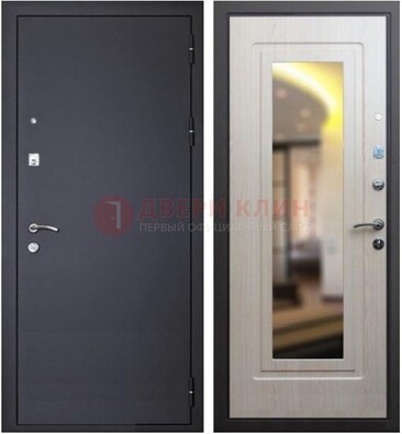 Черная металлическая дверь с зеркалом ДЗ-26 в Луховицах