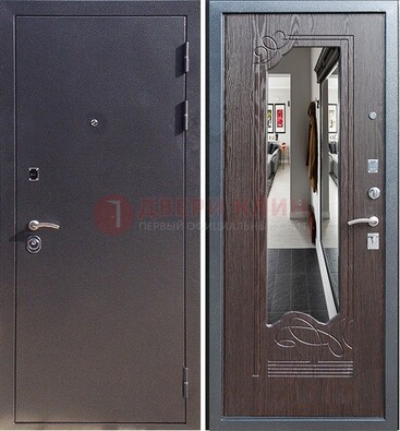 Черная входная дверь с зеркалом МДФ внутри ДЗ-29 в Луховицах