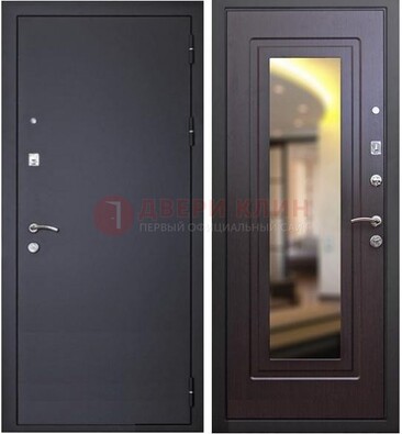 Черная железная дверь с зеркалом ДЗ-30 в Луховицах
