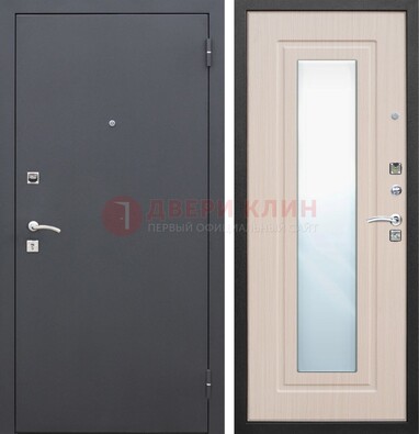 Черная входная дверь с зеркалом МДФ внутри ДЗ-31 в Луховицах