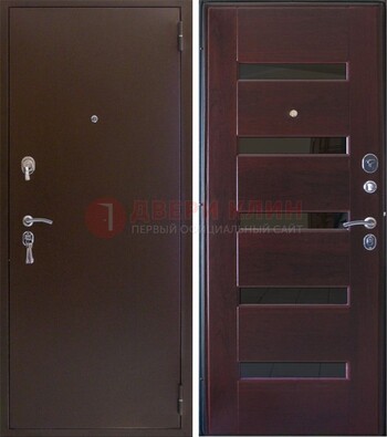 Темная железная дверь с зеркалом ДЗ-42 в Климовске