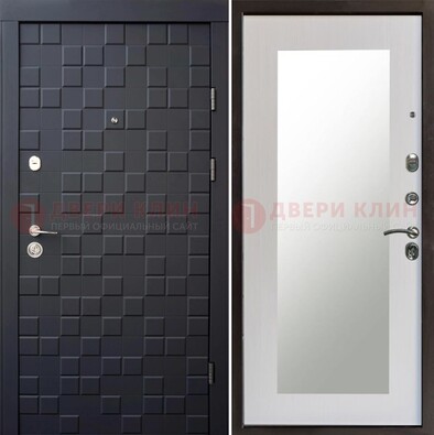 Черная стальная дверь МДФ и зеркалом ДЗ-50 в Луховицах