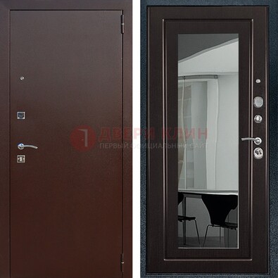 Металлическая дверь с порошковым напылением с МДФ и зеркалом ДЗ-61 в Луховицах