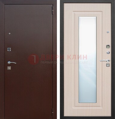 Входная дверь с порошковым покрытием филенчатой МДФ и зеркалом ДЗ-65 в Луховицах