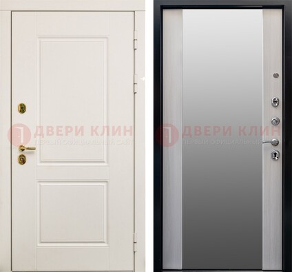 Белая стальная дверь с большим зеркалом ДЗ-73 в Луховицах