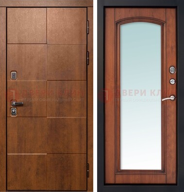 Белая филенчатая дверь с фрезерованной МДФ и зеркалом ДЗ-81 в Луховицах