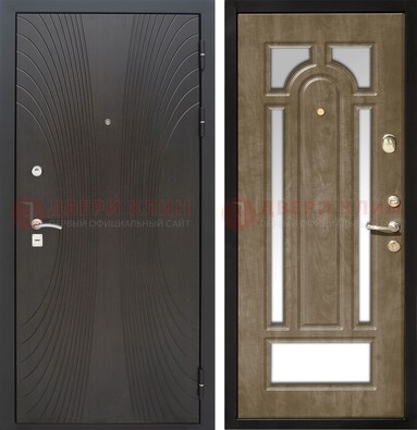Темная металлическая дверь МДФ с различными зеркальными вставками внутри ДЗ-82 в Луховицах