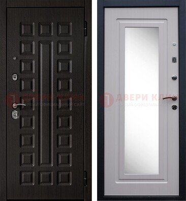 Черная филенчатая металлическая дверь МДФ с зеркалом ДЗ-83 в Луховицах