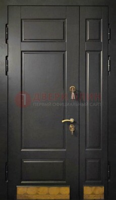 Черная полуторная железная дверь для частного дома ПЛ-2 в Луховицах