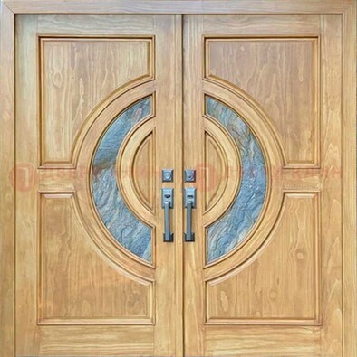 Двухстворчатая металлическая дверь с витражом ВЖ-11 в Луховицах