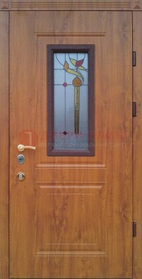 Железная дверь с МДФ и витражом ВЖ-24 в Луховицах